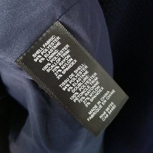 Rebecca Taylor Anna Scallop-Trimmed Navy Dress Size L Textured Knit Modest $395 - Picture 9 of 15